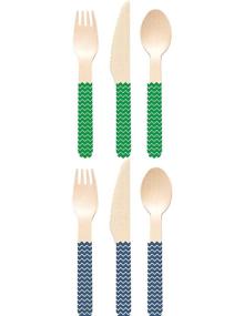 img 1 attached to Perfect Stix Game Day Set Blue And Green -36Ct Game Day Wooden Cutlery Sets