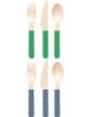 perfect stix game day set blue and green -36ct game day wooden cutlery sets logo