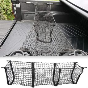 img 4 attached to Chevy Colorado Silverado 2014-2018 Three-Pocket Truck Cargo Net: Effective Cargo Organizer and Storage Solution