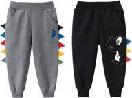 🦖 toddler boys dinosaur jogger sweatpants with pocket - 2 pack, sizes 2-7 years - sporty, elastic, and athletic logo