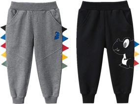 img 4 attached to 🦖 Toddler Boys Dinosaur Jogger Sweatpants with Pocket - 2 Pack, Sizes 2-7 Years - Sporty, Elastic, and Athletic