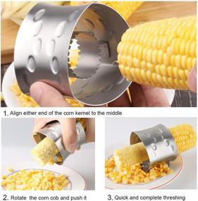 img 2 attached to Stainless Steel Corn Stripper Cutter - Efficient Corn Peeler Stripping Tool for Kitchen Home Use with Serrated Blade