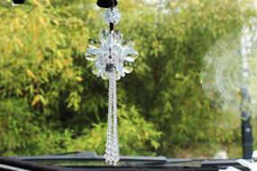 img 2 attached to SZWGMY Crystal Flower Car Pendant Hanging Ornament Interior Accessories For Auto Rear View Mirror Hanging Decoration Home Decoration (White)