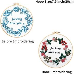 img 2 attached to 🧵 Embroidery Starter Kit for Adults: Louise Maelys Funny Floral Wreath Pattern with 3 Embroidery Hoops – Ideal Needlepoint Kit for Beginners
