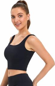 img 3 attached to Longline Padded Sports Bra Crop Top: Athletic Tank Tops for Women - Ideal Workout Yoga Bra