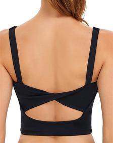 img 4 attached to Longline Padded Sports Bra Crop Top: Athletic Tank Tops for Women - Ideal Workout Yoga Bra