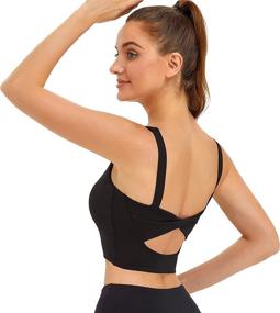 img 2 attached to Longline Padded Sports Bra Crop Top: Athletic Tank Tops for Women - Ideal Workout Yoga Bra