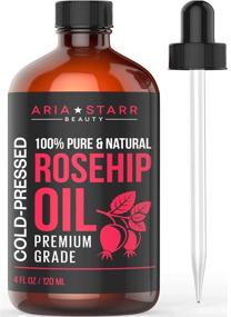 img 4 attached to 🌹 Aria Starr Rosehip Seed Oil for Face, Skin, Acne Scars - Cold Pressed, Natural Moisturizer - 100% Pure, 4 OZ