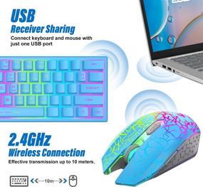 img 3 attached to Rechargeable Wireless Gaming Keyboard and Mouse Combo - 61 Key Rainbow Backlit Design with Mechanical Feel, Ergonomic and Quiet Features - Waterproof and RGB Mute Mice Included - Compatible with PS4, Xbox One, Desktop, and PC