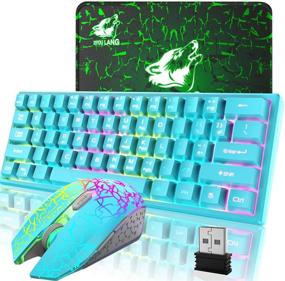 img 4 attached to Rechargeable Wireless Gaming Keyboard and Mouse Combo - 61 Key Rainbow Backlit Design with Mechanical Feel, Ergonomic and Quiet Features - Waterproof and RGB Mute Mice Included - Compatible with PS4, Xbox One, Desktop, and PC