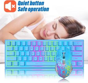 img 1 attached to Rechargeable Wireless Gaming Keyboard and Mouse Combo - 61 Key Rainbow Backlit Design with Mechanical Feel, Ergonomic and Quiet Features - Waterproof and RGB Mute Mice Included - Compatible with PS4, Xbox One, Desktop, and PC