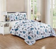 🦖 blue and white dinosaur twin size bedspread set - luxury home collection, 2-piece coverlet set logo