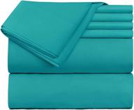 🛏️ extra deep pocket teal queen bed sheet set, fits mattress up to 21 inches depth, breathable, super soft, includes extra pillowcases logo