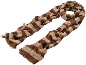 img 1 attached to Premium Long Striped Scarf Brown