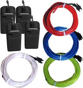 img 3 attached to 4 Pack TDLTEK Neon Glowing Strobing Electroluminescent Wire/El Wire w/ 3 Modes Battery Controllers - Blue, Green, Red, White