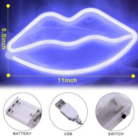 img 2 attached to Vibrant Neon Lip Light Sign for Stylish Wall Decor - XIYUNTE Lip Neon Sign: Battery or USB Powered, Ideal for Bedroom, Kids Room, Living Room, Bar, Party, Christmas, Wedding