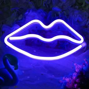 img 4 attached to Vibrant Neon Lip Light Sign for Stylish Wall Decor - XIYUNTE Lip Neon Sign: Battery or USB Powered, Ideal for Bedroom, Kids Room, Living Room, Bar, Party, Christmas, Wedding