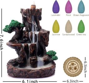 img 1 attached to 🏞️ Waterfall Mountain Backflow Incense Burner Tower with 50 Backflow Incense Cones and 50 Incense Sticks - Home Decor, Office Decoration, Yoga, Aromatherapy Ornament