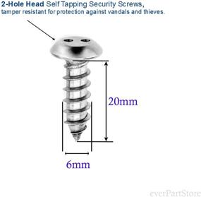 img 1 attached to 🔒 Stainless Steel License Plate Frame Security Screws, Rust Resistant, Anti-Theft, Self Tapping Fasteners with Black Caps (M6x20mm)