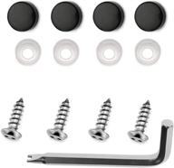 🔒 stainless steel license plate frame security screws, rust resistant, anti-theft, self tapping fasteners with black caps (m6x20mm) logo