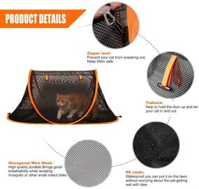 img 1 attached to Porayhut Mispace: Versatile and Portable Indoor/Outdoor Pet Cage/Tent/Crate - Perfect for Cats and Puppies - Foldable and Washable - Includes Carry Bag and Stakes