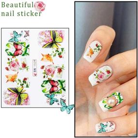 img 2 attached to 🦋 Butterfly Nail Stickers - 12 Sheets Water Transfer Foil Paper Printing Design Decals for Manicure, Butterfly Nail Art Stickers Tips Decor