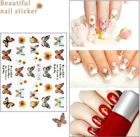 img 3 attached to 🦋 Butterfly Nail Stickers - 12 Sheets Water Transfer Foil Paper Printing Design Decals for Manicure, Butterfly Nail Art Stickers Tips Decor