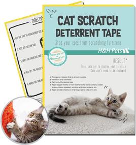 img 4 attached to 🐱 H&amp;H Pets Anti-Scratch Cat Training Tape - Furniture Protector Tap - Pet Safe &amp; Furniture Safe - 2-Size Sheets: 12”x17” &amp; 3”x17” ; Premium Cat Scratch Deterrent Tape