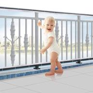 child proofing banister guard net: durable baby proofing stairs rail safety mesh, 10ft lx2.5ft h, outdoor & indoor balcony and stair railing protection (white) logo