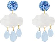 💎 yunxi cloud dangle earrings with sparkling glitter crystal teardrops - statement ear jewelry gifts for women, girls, ideal for christmas logo