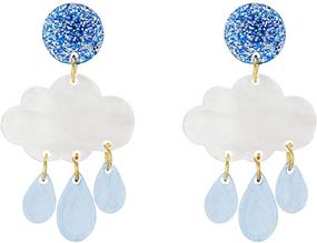 img 4 attached to 💎 YUNXI Cloud Dangle Earrings with Sparkling Glitter Crystal Teardrops - Statement Ear Jewelry Gifts for Women, Girls, Ideal for Christmas