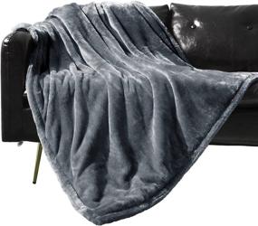 img 4 attached to 🐋 450GSM Grey Whale Flotilla Faux Fur Ultra Soft Long Hair Fleece Throw Blanket - Luxury Plush Cozy Fluffy Thick Couch Blanket, 50x70 Inch