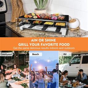 img 3 attached to 🔥 Techwood 1500W Raclette Indoor Grill, 8-Serving Korean BBQ Grill - 2-in-1 Reversible Grill/Griddle Plate - Perfect for Parties and Family Fun - Silver