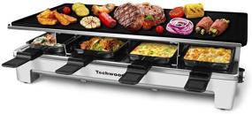 img 4 attached to 🔥 Techwood 1500W Raclette Indoor Grill, 8-Serving Korean BBQ Grill - 2-in-1 Reversible Grill/Griddle Plate - Perfect for Parties and Family Fun - Silver