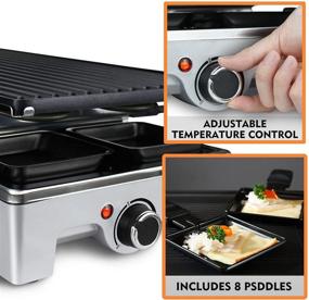 img 2 attached to 🔥 Techwood 1500W Raclette Indoor Grill, 8-Serving Korean BBQ Grill - 2-in-1 Reversible Grill/Griddle Plate - Perfect for Parties and Family Fun - Silver