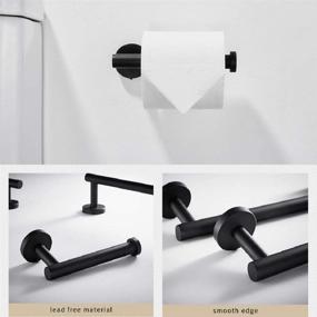 img 1 attached to 🛀 Osea 5-Piece Matte Black Bathroom Hardware Set: Premium SUS304 Stainless Steel Accessories Kit - Includes 12" Towel Bar, Toilet Paper Holder, 3 Robe Hooks, and Adhesive Hooks