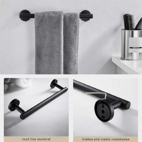 img 2 attached to 🛀 Osea 5-Piece Matte Black Bathroom Hardware Set: Premium SUS304 Stainless Steel Accessories Kit - Includes 12" Towel Bar, Toilet Paper Holder, 3 Robe Hooks, and Adhesive Hooks