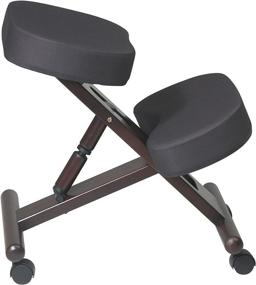 img 3 attached to 🪑 Enhance Office Comfort with Office Star Ergonomic Knee Chair: Casters, Memory Foam, Espresso Wood Base in Black