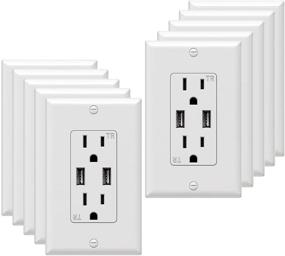 img 4 attached to 🔌 Fryic F15236 10W USB Wall Outlet, White, 3.6A Dual High Speed USB Charger, Electrical Outlet 15A 125V Receptacle, 10 Pack with Wall Plate Included