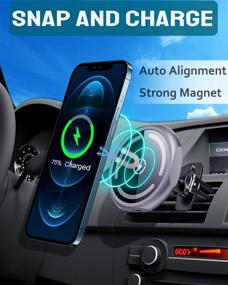 img 3 attached to 🚗 Magnetic MagSafe Car Charger Mount Wireless Phone Holder for iPhone 13/13 Pro Max/13 Pro/13 Mini/iPhone 12 Pro Max/12 Pro/12 Mini (with High-Speed PD 18W QC 3.0 Adapter)