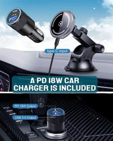img 2 attached to 🚗 Magnetic MagSafe Car Charger Mount Wireless Phone Holder for iPhone 13/13 Pro Max/13 Pro/13 Mini/iPhone 12 Pro Max/12 Pro/12 Mini (with High-Speed PD 18W QC 3.0 Adapter)