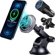 🚗 magnetic magsafe car charger mount wireless phone holder for iphone 13/13 pro max/13 pro/13 mini/iphone 12 pro max/12 pro/12 mini (with high-speed pd 18w qc 3.0 adapter) logo
