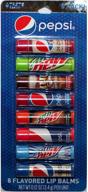 pepsi flavored lip balm sticks party pack - 8pc set with cherry vanilla, mountain dew, mug root beer, wild cherry, livewire, white out, diet - net weight 0.12 oz per stick by taste beauty logo