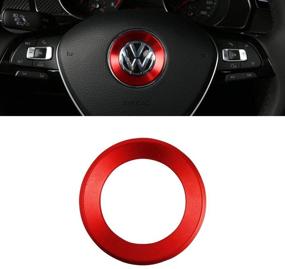 img 4 attached to 🚗 CARFIB Steering Wheel Decals Stickers for VW Volkswagen Accessories Parts - JETTA PASSAT GOLF TIGUAN ARTEON ATLAS Emblem Logo Caps Covers Car Interior Inside Decoration - Men Women Aluminum Alloy (Red)