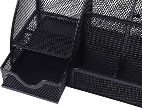 img 2 attached to Black Metal Mesh Office Desktop Organizer with Note Paper Holder and Pencil Holder - YCOCO All in One Desk Organizer for Office Supplies and Accessories