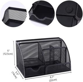 img 3 attached to Black Metal Mesh Office Desktop Organizer with Note Paper Holder and Pencil Holder - YCOCO All in One Desk Organizer for Office Supplies and Accessories