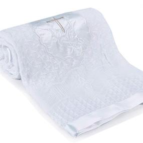 img 4 attached to 👶 Booulfi Baby Blanket: Unisex White Knitted Shawl with Embroidered Cross for Baptism, Summer, Autumn & Winter