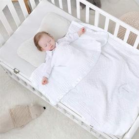 img 2 attached to 👶 Booulfi Baby Blanket: Unisex White Knitted Shawl with Embroidered Cross for Baptism, Summer, Autumn & Winter