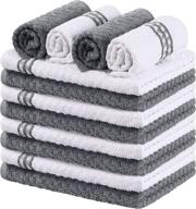 🧺 полотенца для кухни utopia towels - 12 штук, 15x25 дюймов - супермягкие и впитывающие 100% хлопковые полотенца с пряжей - идеальные для чаепития и бара - серого цвета. логотип