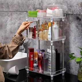 img 2 attached to 🛁 Bathroom Vanity Counter Organizer: 3-Tier Skincare Tray Shelf for Makeup, Perfume & More - Multi-Functional Acrylic Organizer for Bathroom, Kitchen, Living Room, and Dresser